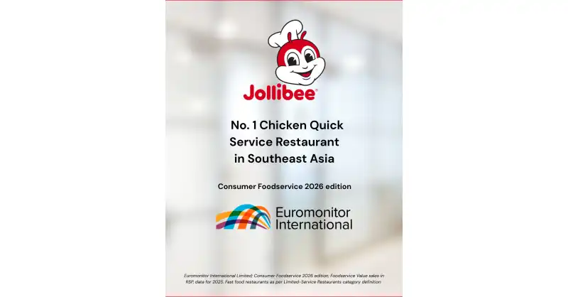 Jollibee: Ranked No. 1 Chicken Quick Service Restaurant in Southeast Asia by Euromonitor International (2026)
